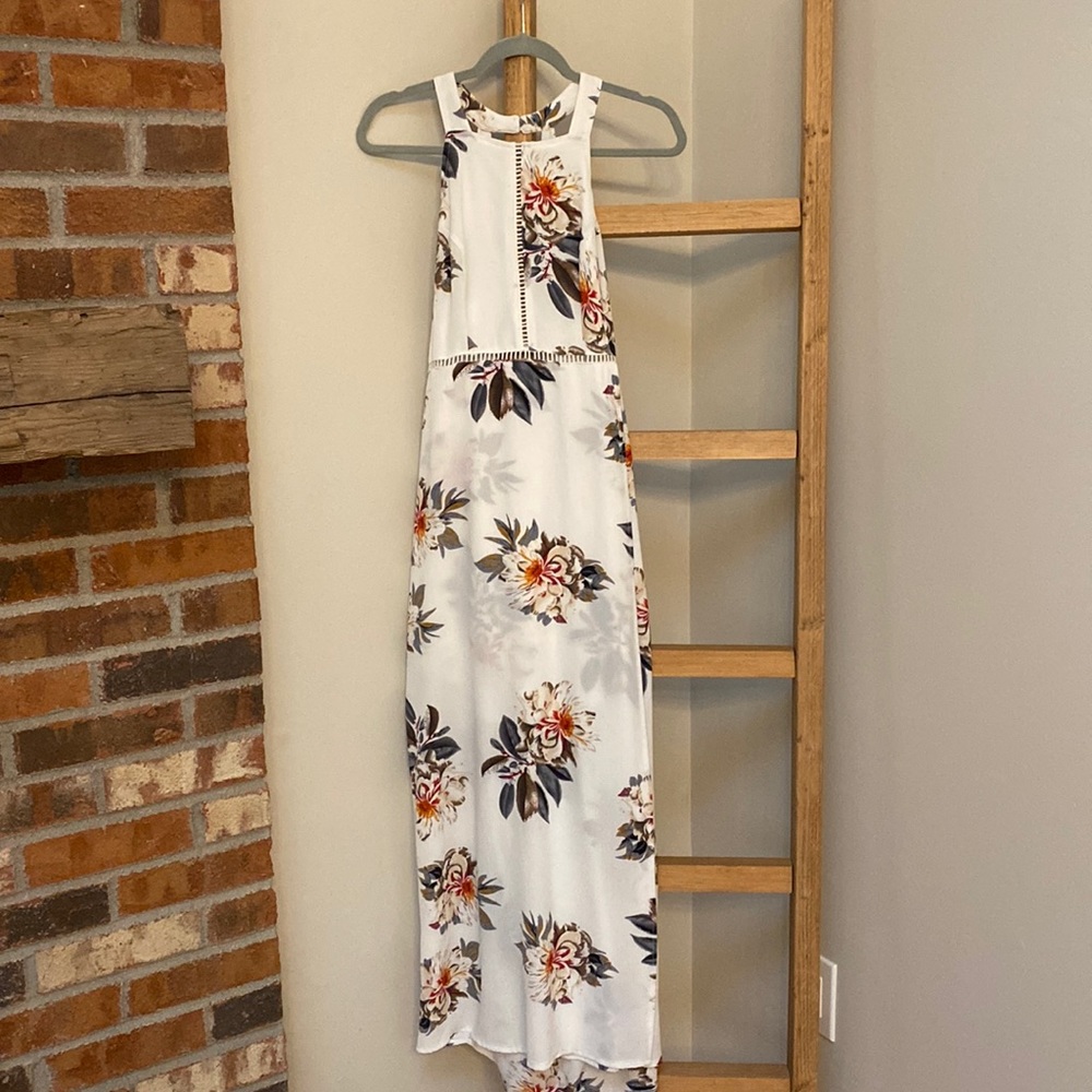 Halter Neck Floral Print Backless Maxi Dress